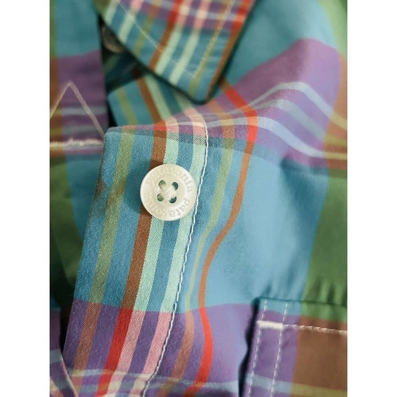 Patagonia | Women's Blue Roll Tab Sleeves Stripe Button Front Plaid Shirt - Picture 6 of 10